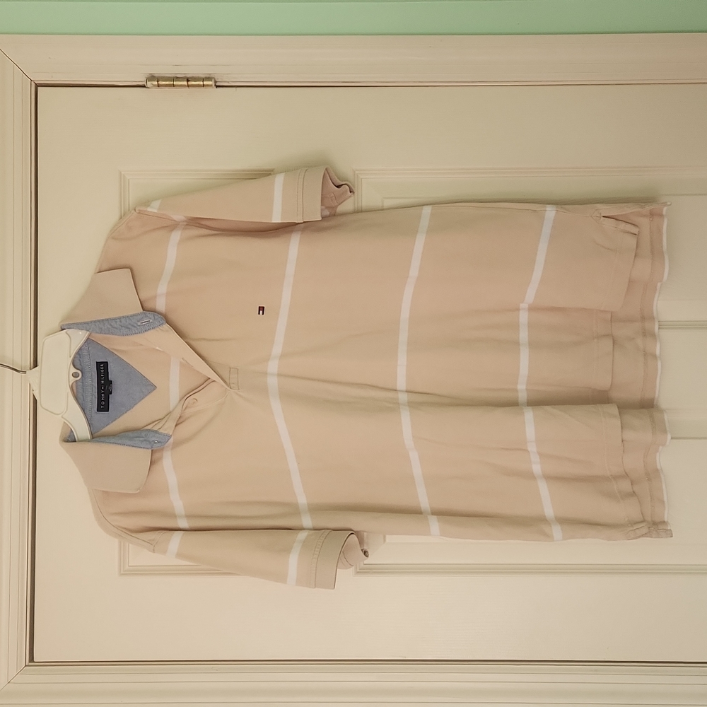 Tommy Hilfiger cream striped polo shirt